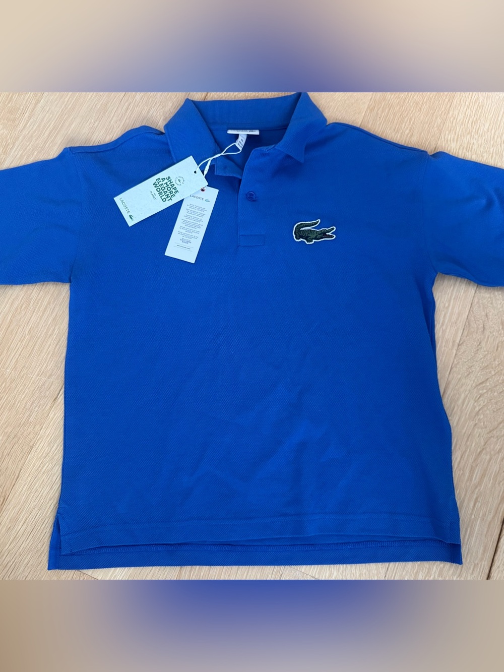 Lacoste Boys Blue Short Sleeve Polo with Crocodile Patch NWT